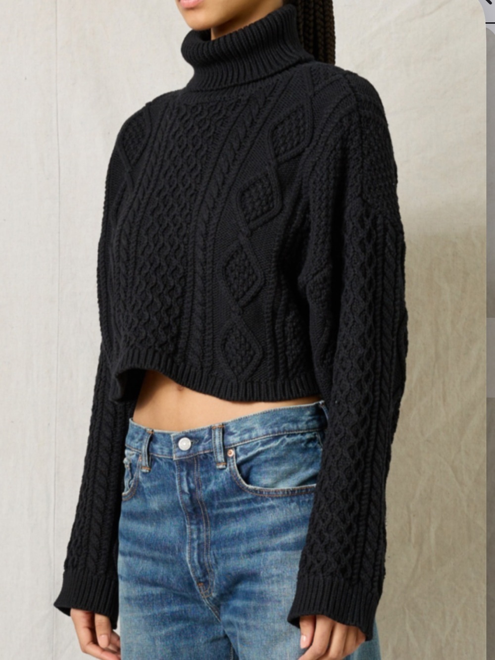 Denimist Cropped Cable-Knit Sweater S - Picture 2 of 4